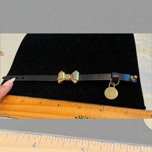 Ted Baker Womens Leather Adjustable Logo Charm Ribbon Bow Bangle Bracelet Blank